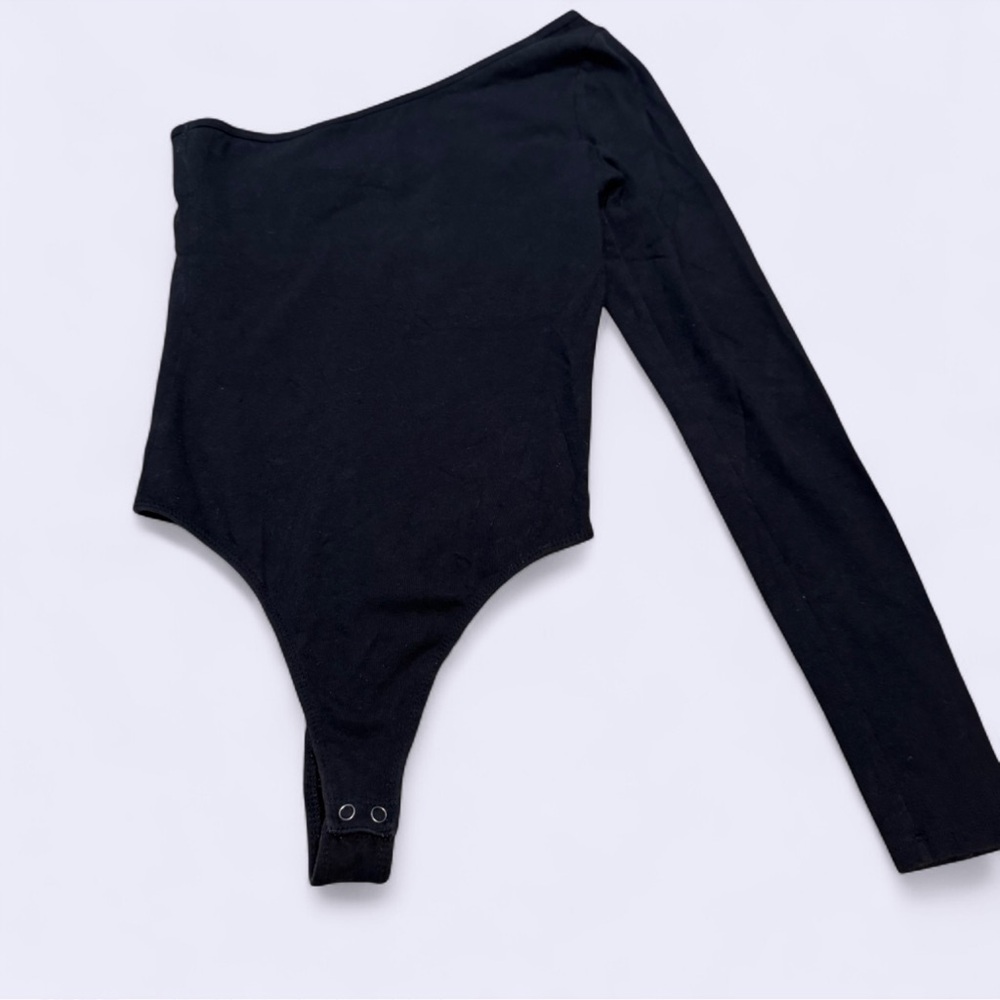 Hollister Black One-Shoulder Bodysuit black one long sleeve size small